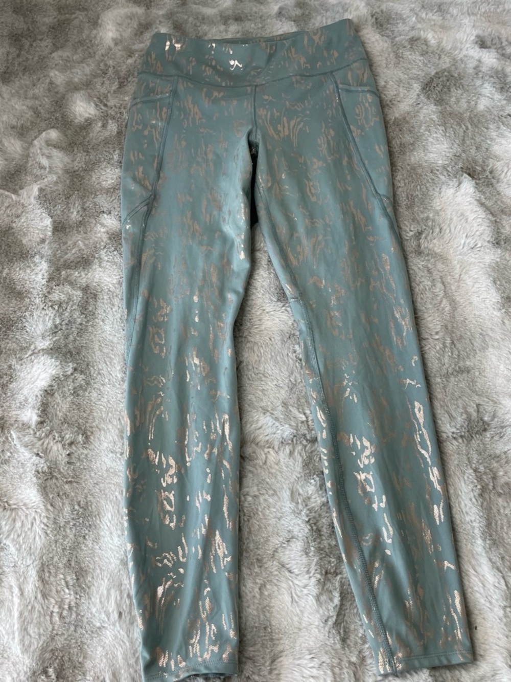 Avia Teal Leggings with Rose Gold Foil Detail-0336